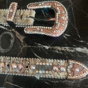 B.B. Simon Silver and Gold Crystal Belt, mauve copper color